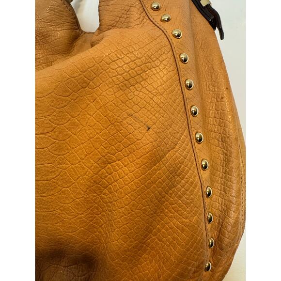 Y2K Michael Kors Astor Middleton Chain Hobo Bag Tan Leather Studded Shoulder Bag - Picture 12 of 12